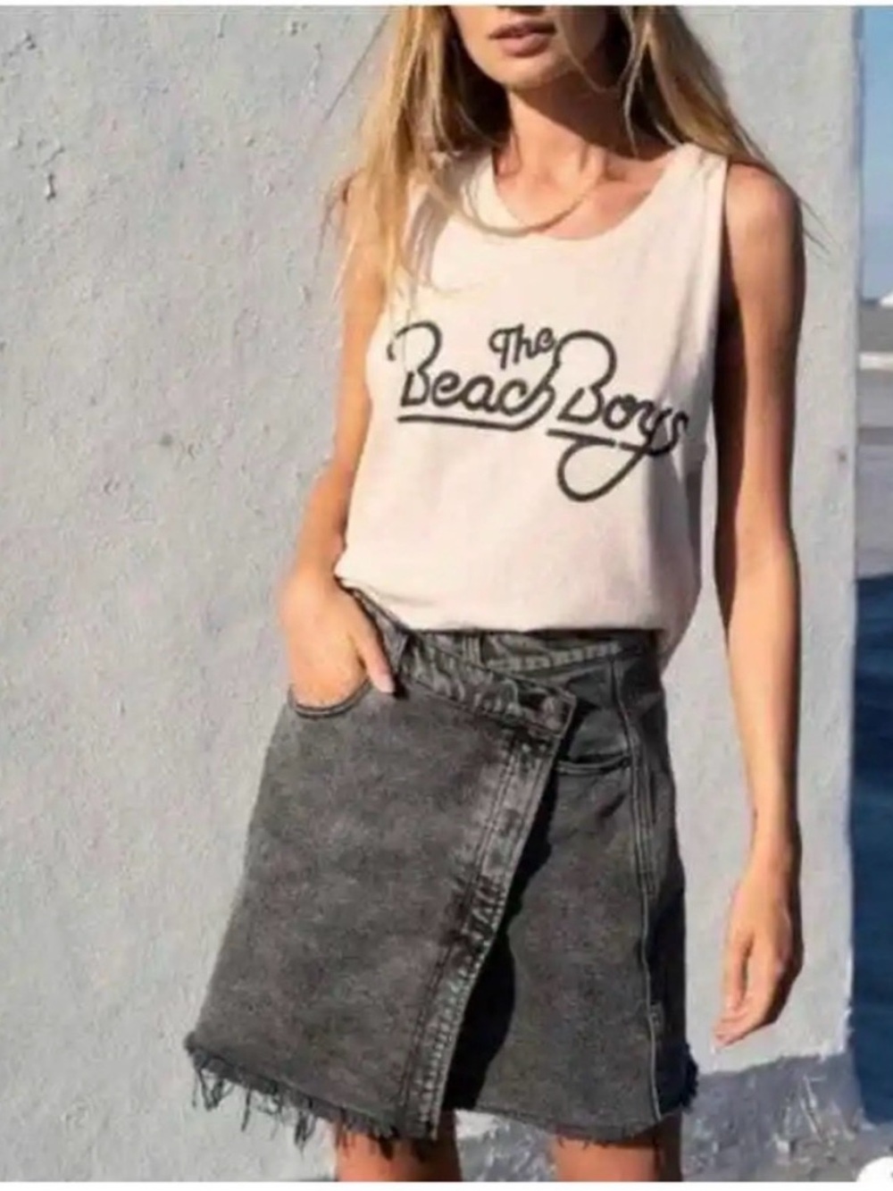 Free People Parker Wrap Front Denim Mini Skirt Sulphor Black Size 28